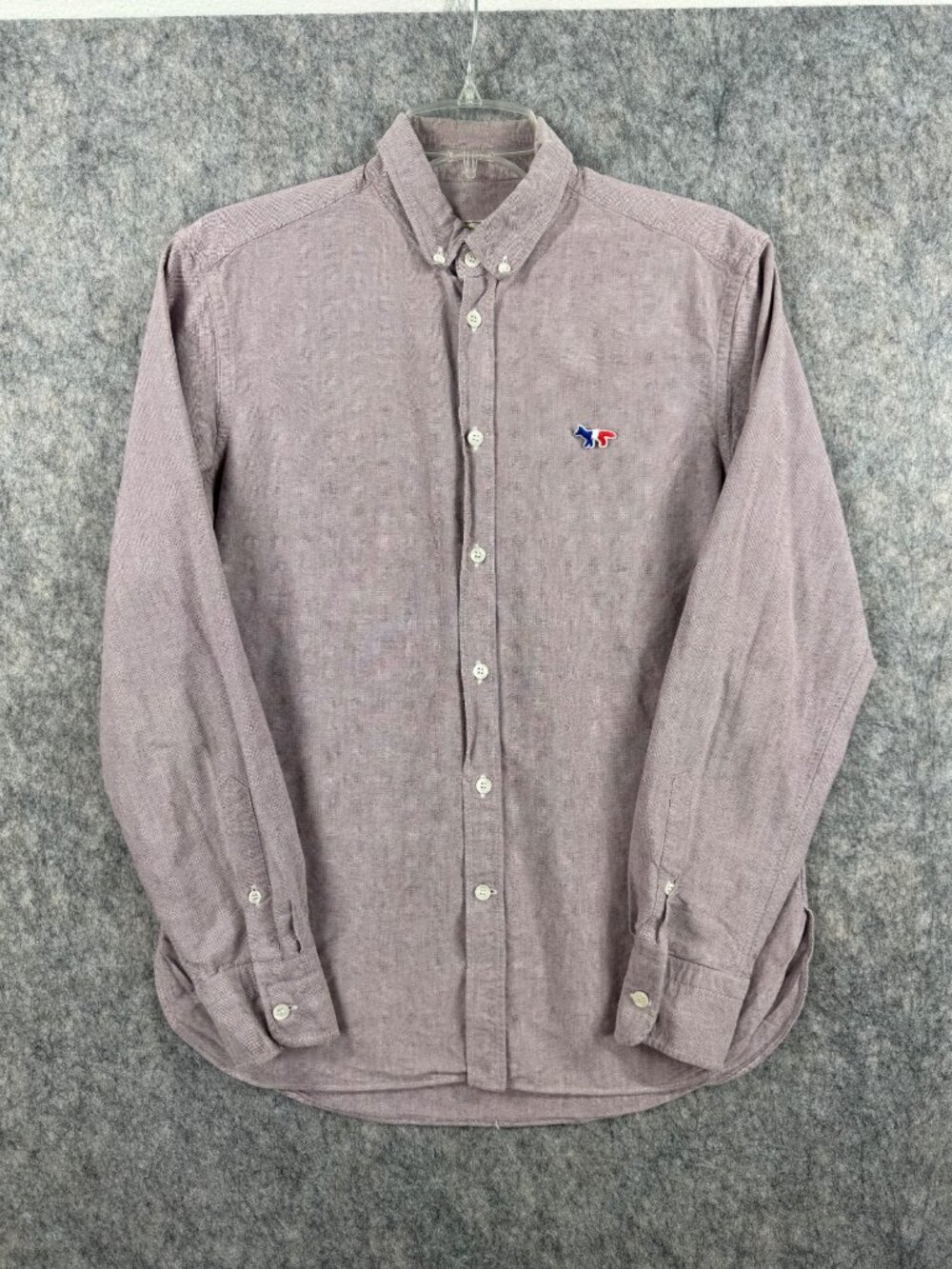 Maison Kitsune Mens Shirt Button Down Size 40 Purple Long Sleeve